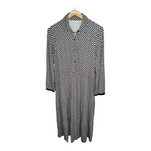 Xandres Belgium Tiered Maxi Dress Size Small Jersey Knit Button Up Long Sleeves